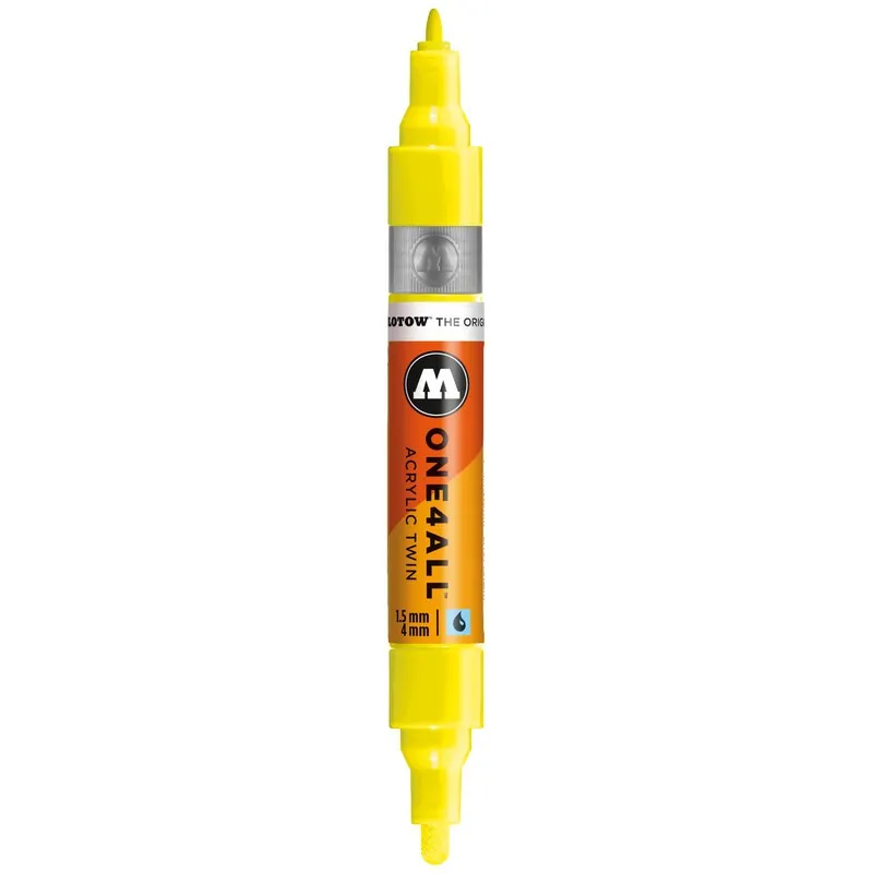 Marker Molotow One4All Twin Neon Yellow Fluorescent, 1.5 mm/4 mm