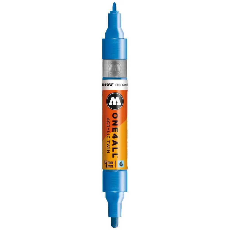 Marker acrilic cu 2 capete Molotow One4All Metallic Blue, 1.5 mm/4 mm