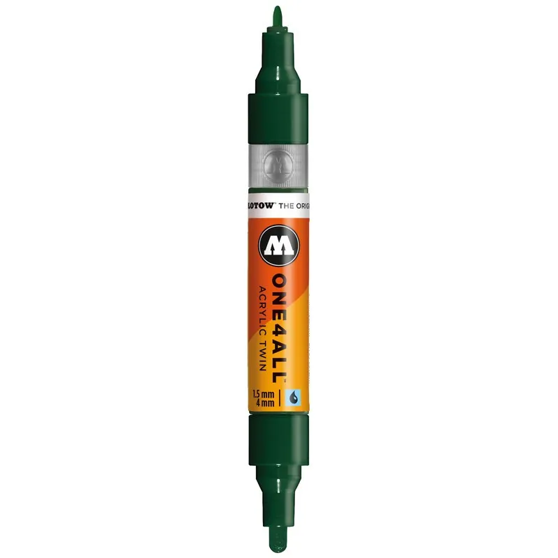 Marker acrilic cu 2 capete Molotow One4All Twin Pumpmarkers Future Green, 1.5 mm/4 mm