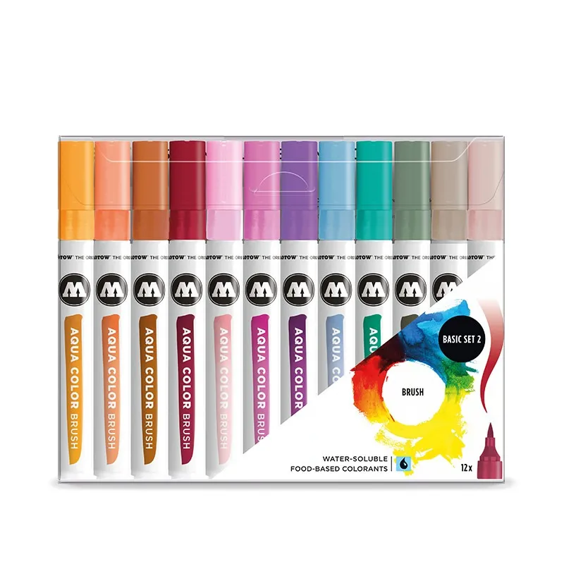 Set 12 markere Molotow Aqua Color Brush Basic Set 2, Multicolor