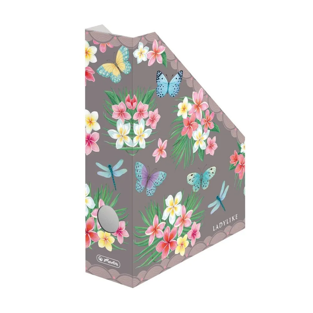 Suport dosare A4 Herlitz, motiv Ladylike Butterflies, carton, 30x7.5x22.5 cm, Multicolor