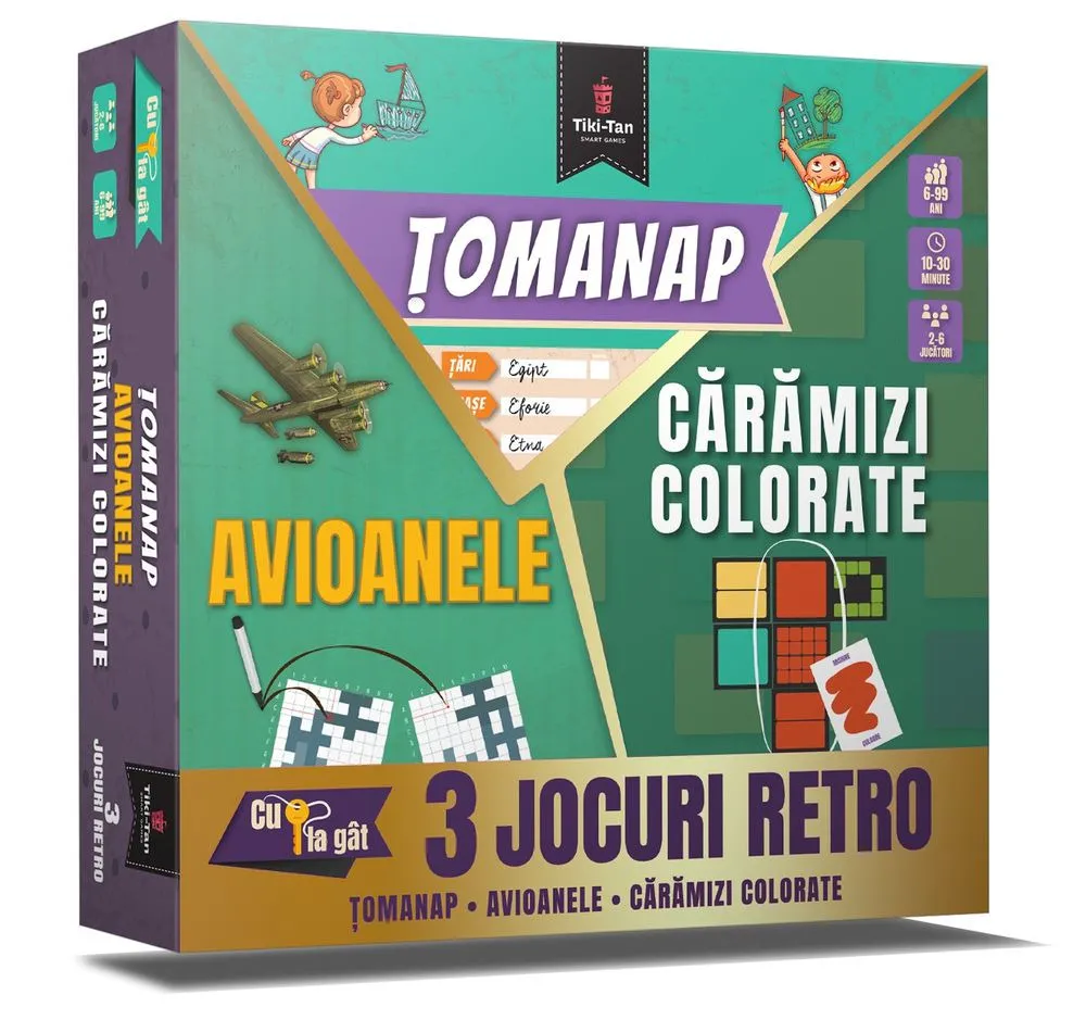 Set 3 jocuri retro: TOMANAP. Avioanele. Caramizi colorate/Colectia Cu cheia la gat