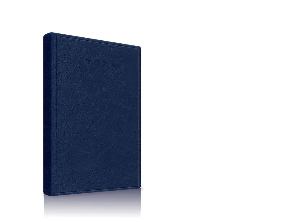 Agenda datata RO A5 2024 Herlitz, coperta buretata, 352 pagini, Albastru inchis