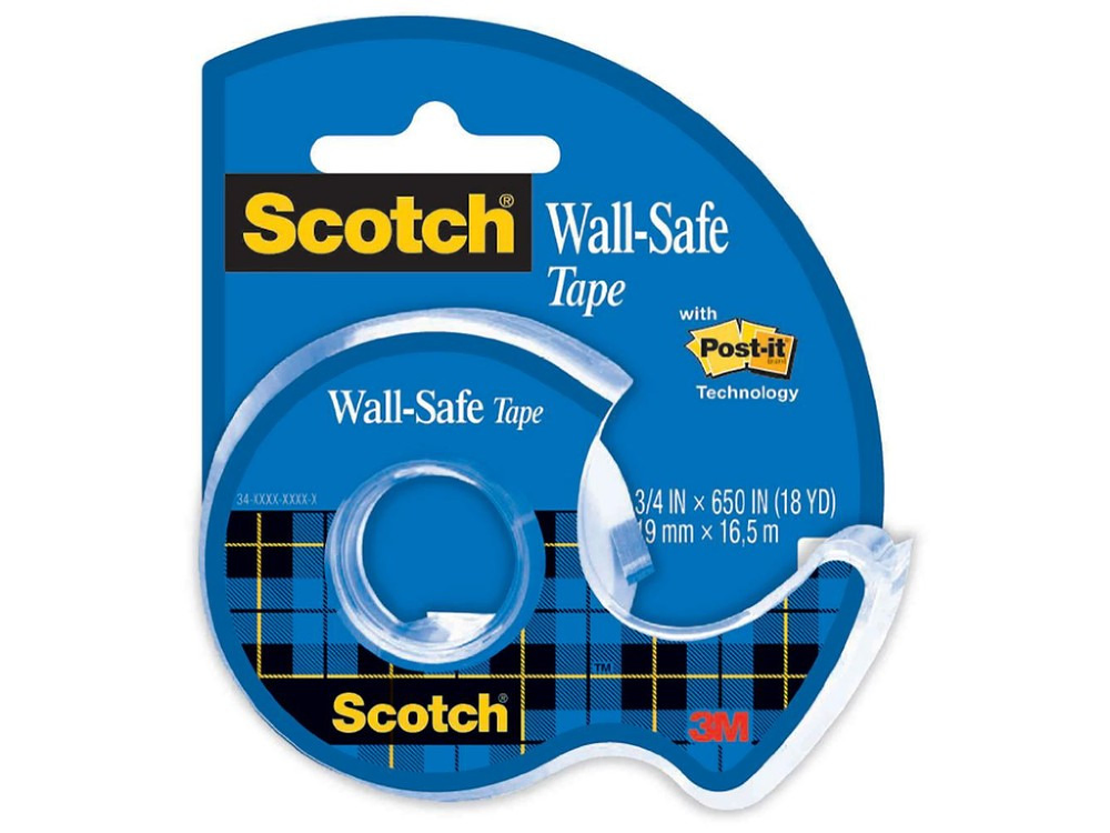Banda adeziva Wall Safe cu dispenser Scotch 3M, 19 mm x 16.5 m