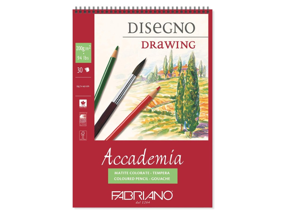 Bloc desen cu spirala Fabriano Accademia Disegno, format A3, 200 g/m2, 30 file