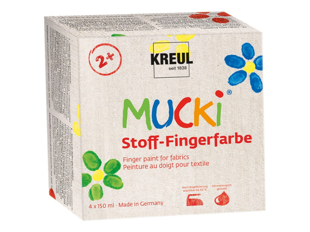 Finger paint pentru textile Mucki, 150 ml, 4 culori/set