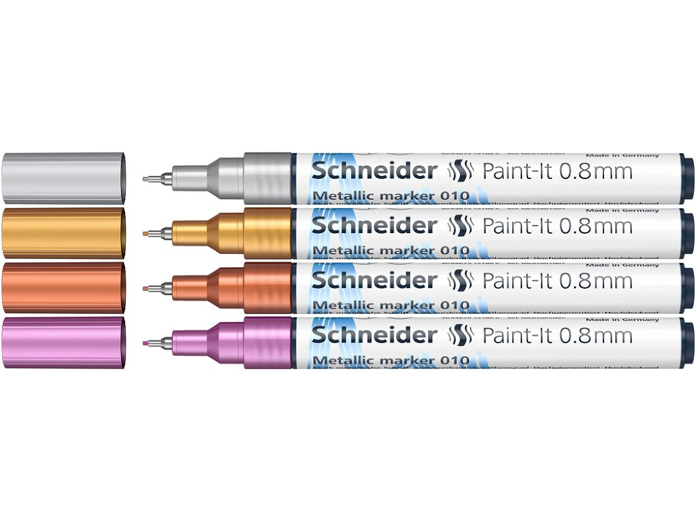 Set 4 markere metalic Schneider Paint-It 010, 0.8mm, Multicolor