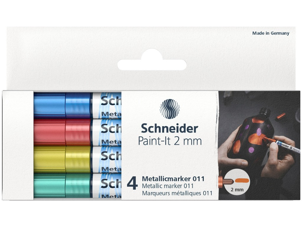 Set 4 markere metalic Schneider Paint-It 010, 2 mm, Multicolor