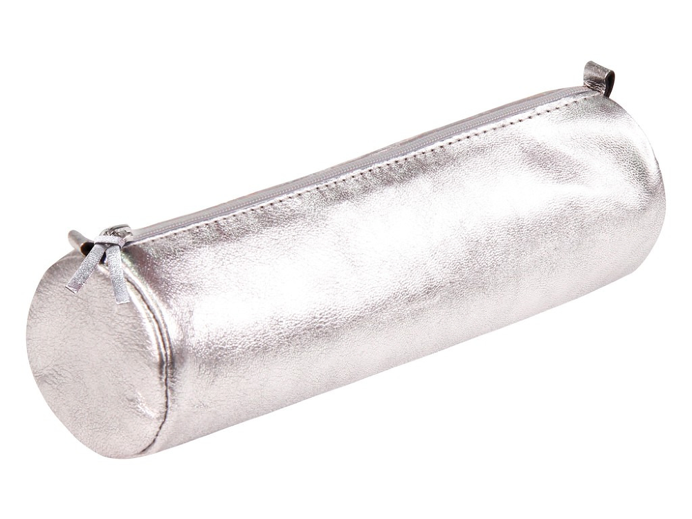 Penar cilindric din piele Clairefontaine Cuirise Silver, 5.5x22 cm, Argintiu