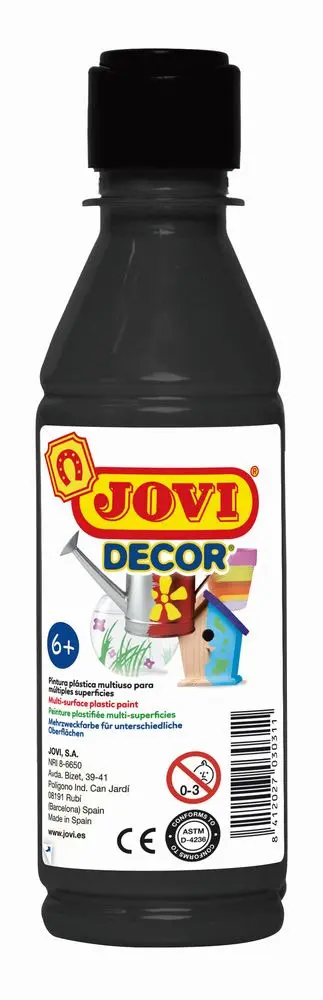 Tempera decorativa pentru suprafete multiple Jovi Decor Acryl, 250 ml, Negru