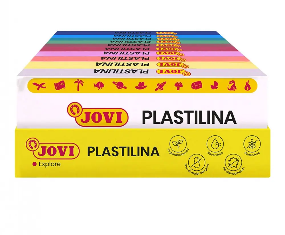 Set 10 plastiline Jovi, 10 culori, 150 g/bucata