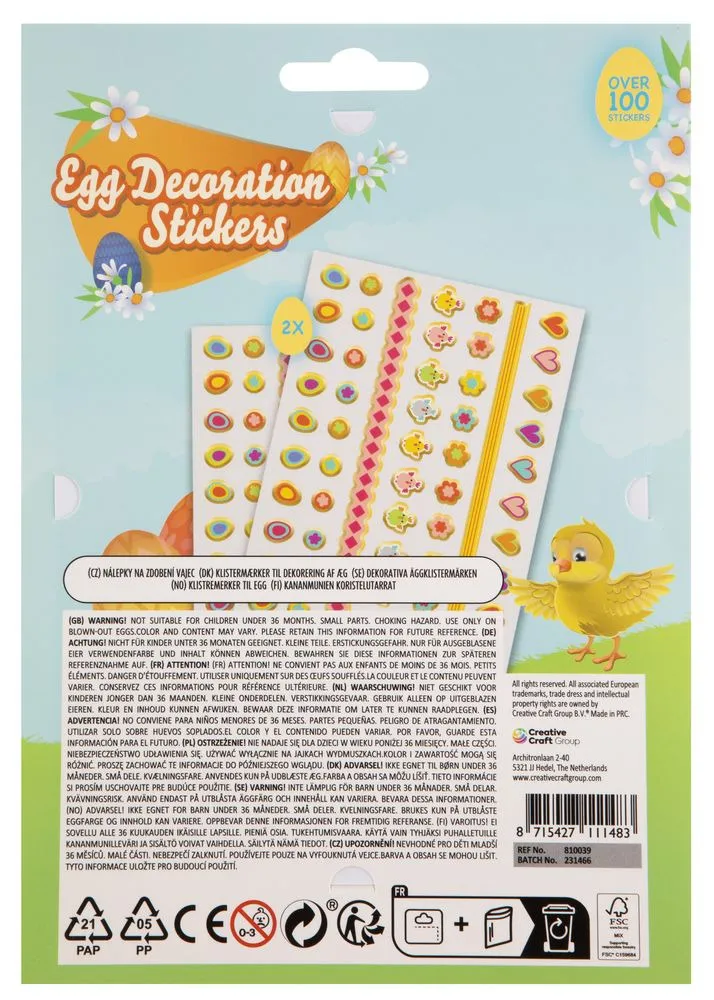 Set 2 foi cu stickere pentru decorat oua Bookidz, Multicolor