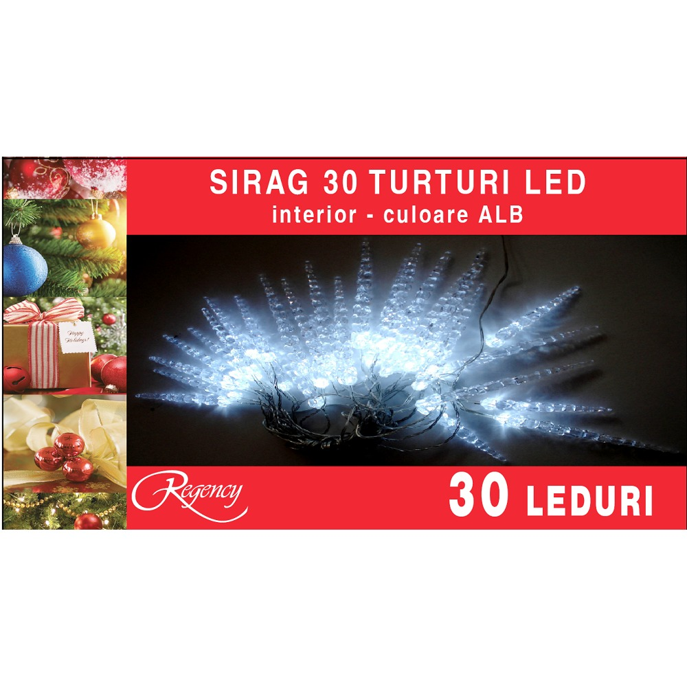 Instalatie sirag cu turturi 30 LED-uri, 4.5 m, Alb