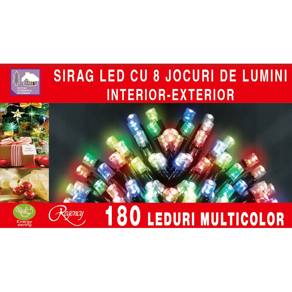 Instalatie sirag 180 LED-uri, lungime sirag 13.5 m, Multicolor