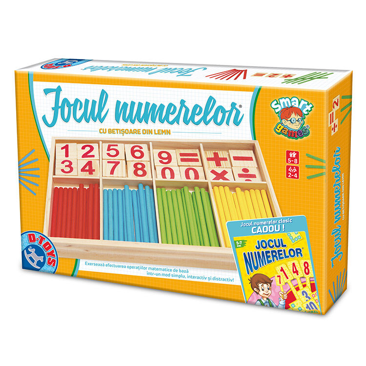 Joc colectiv Jocul numerelor cu piese din lemn, D-Toys