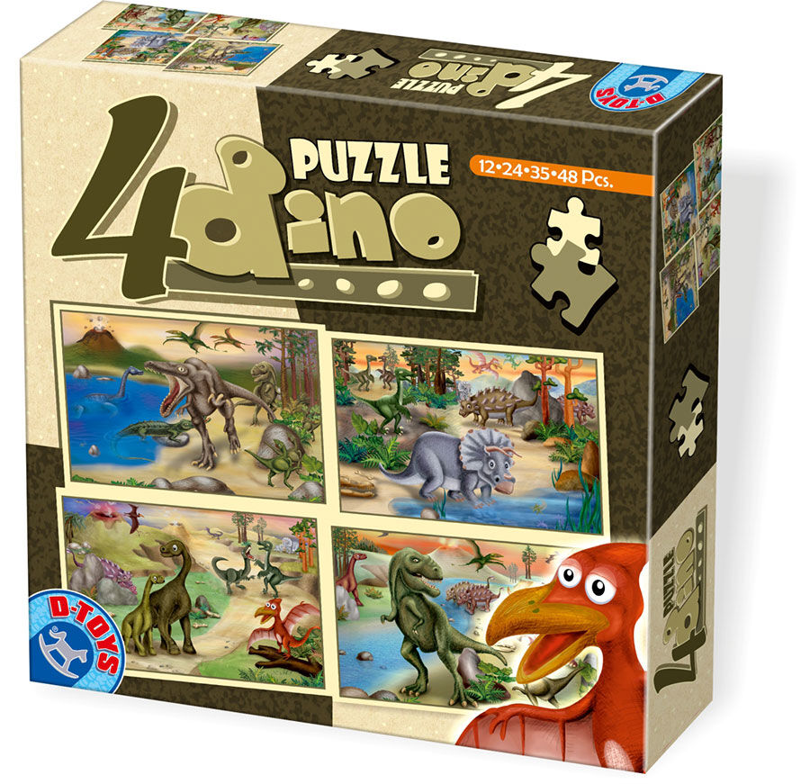 Set puzzle 4 bucati Dino, D-Toys