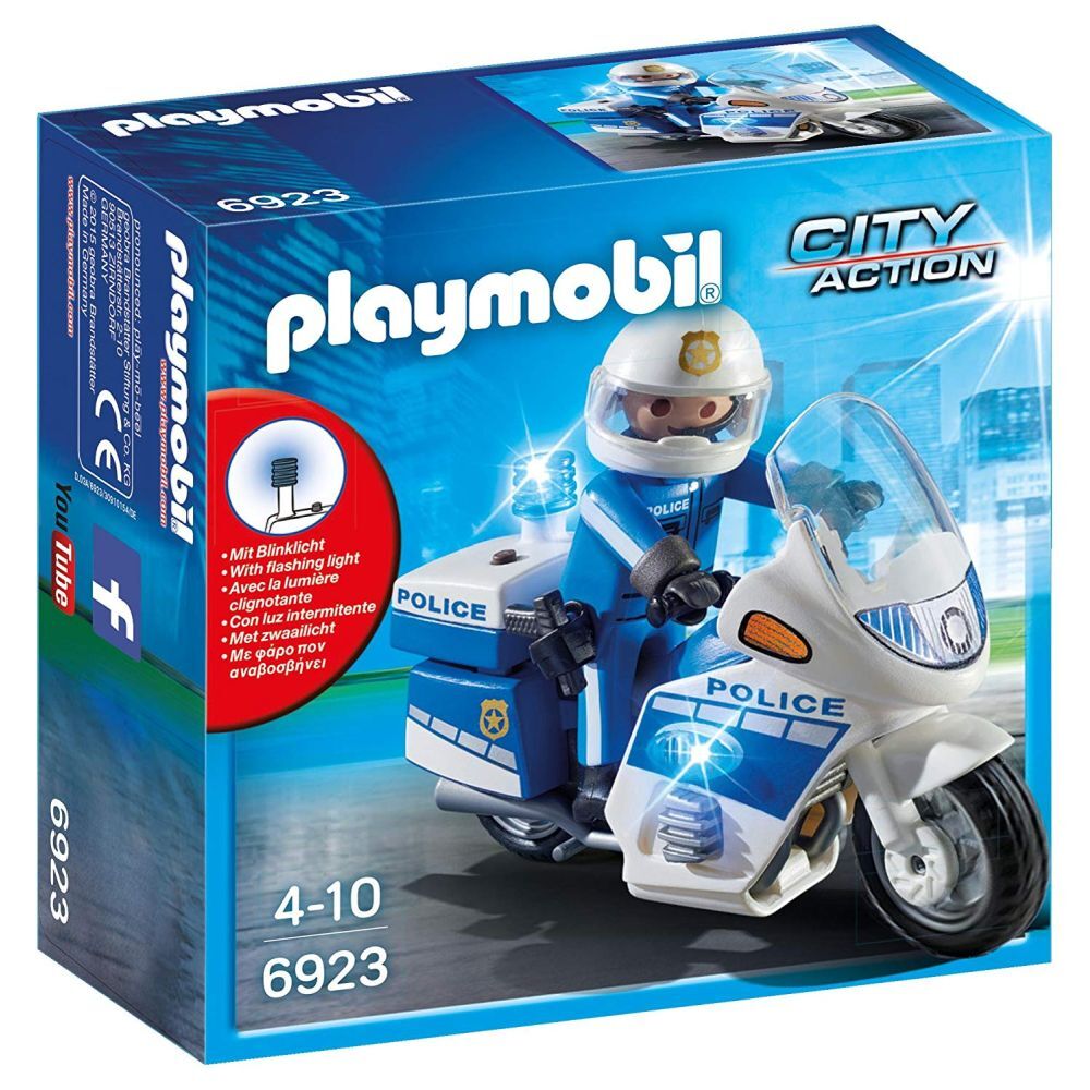 Jucarie Playmobil Police - Motocicleta politiei cu led