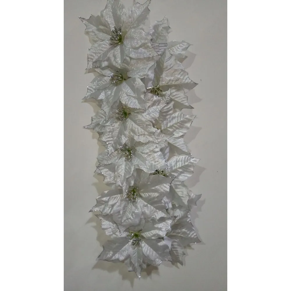 Decoratiune Craciun Floare cu clema, Argintiu