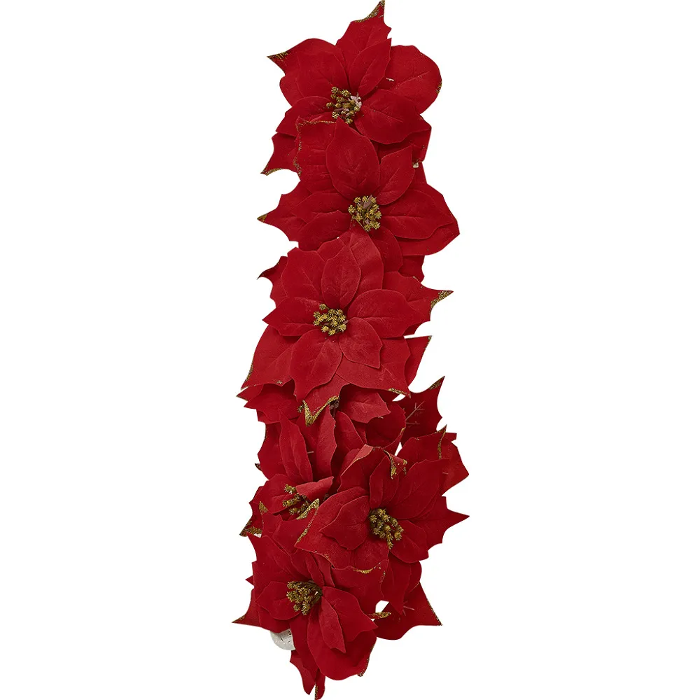 Decoratiune Craciun Floare cu clema, Rosu