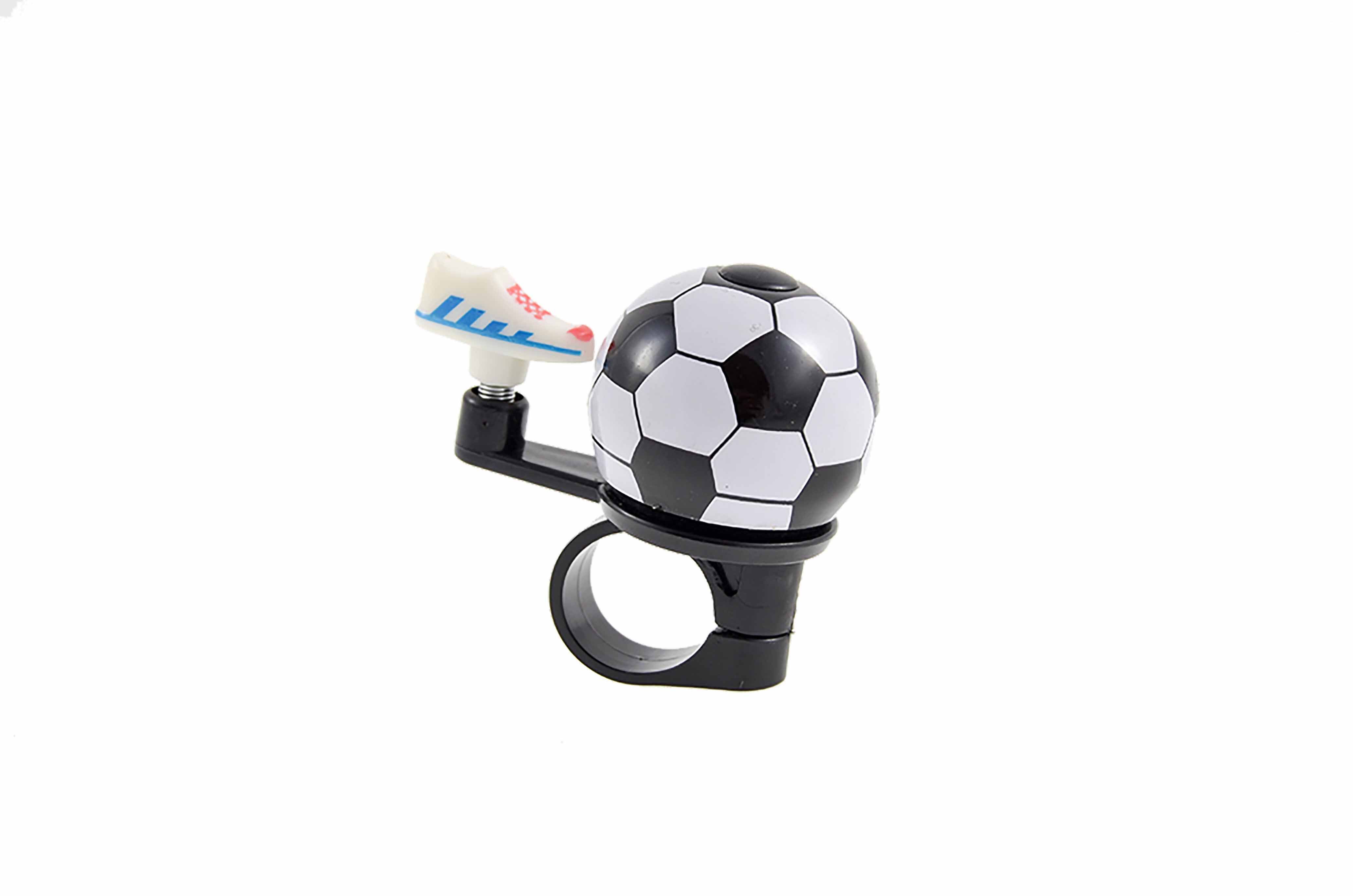 Clopotel pentru bicicleta Bimbo Bike, model minge fotbal, diametru 4 cm, Alb/Negru