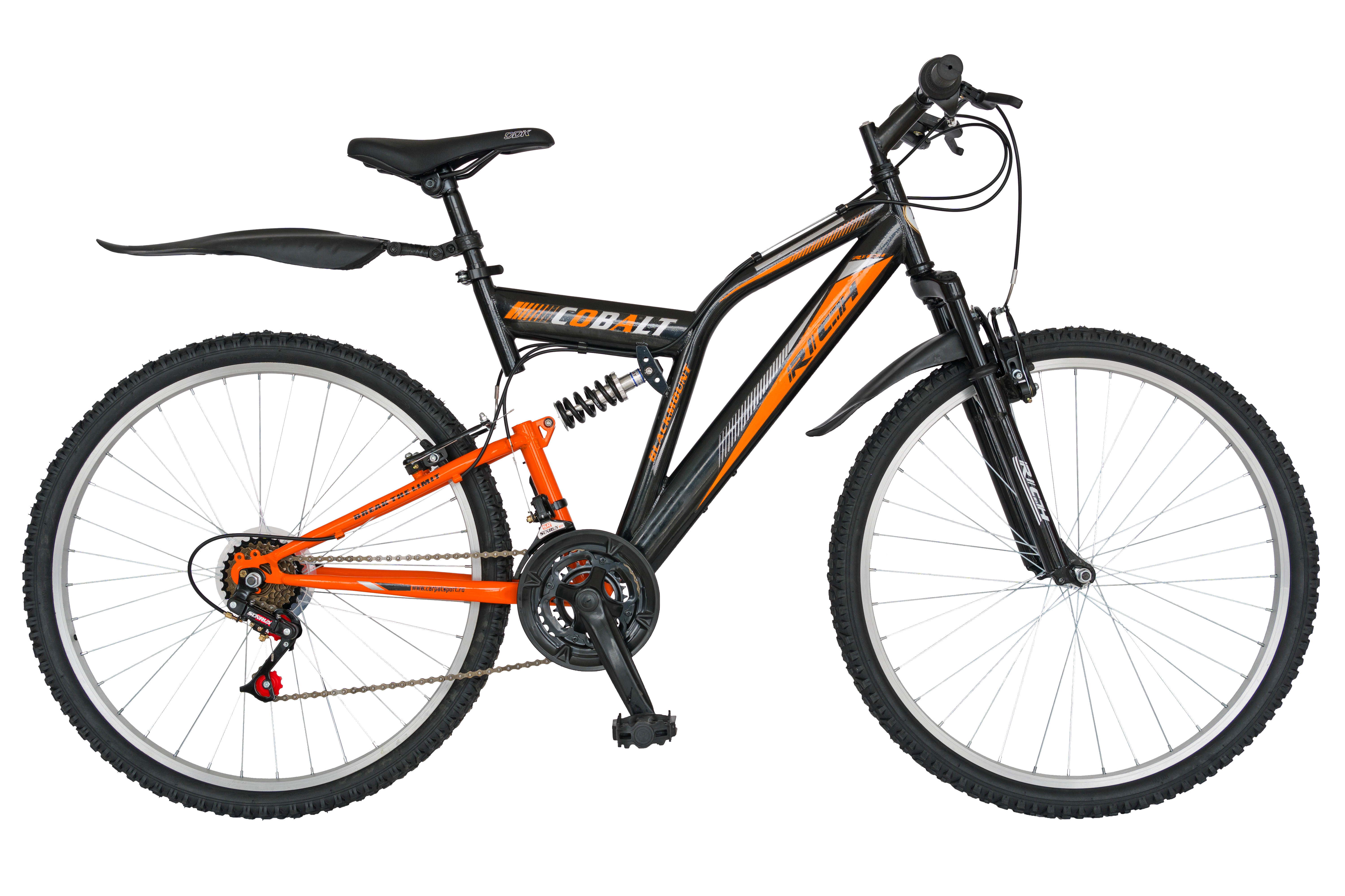 Bicicleta MTB Full Suspension R2649A negru/portocaliu, Rich