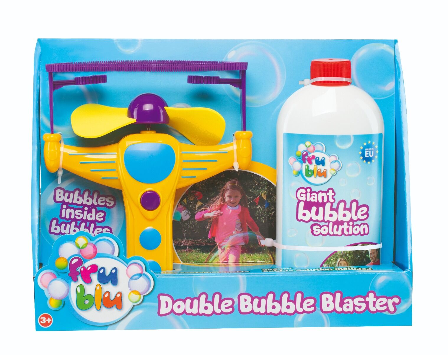 Set baloane de sapun cu lansator Double Bubble si solutie 0.5 L