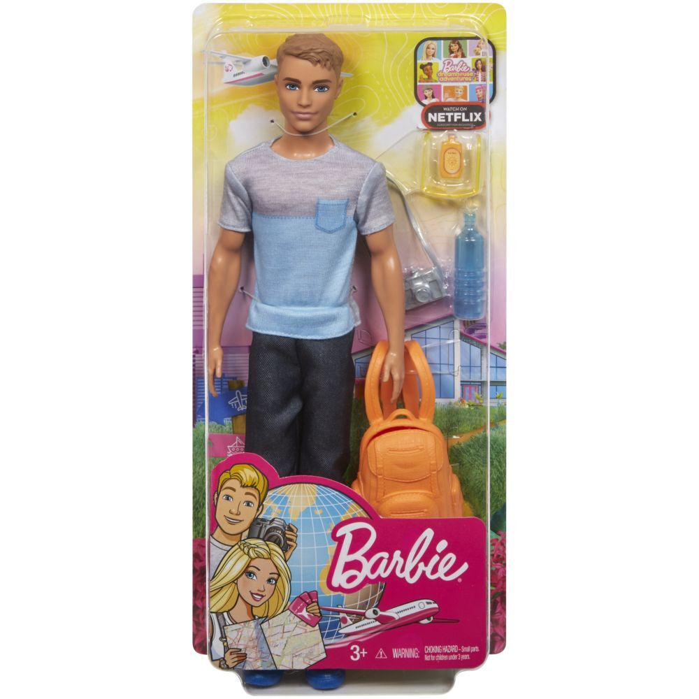 Papusa Barbie Travel Ken, plastic, Multicolor