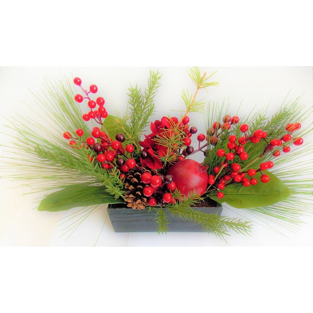 Ghiveci cu decor fructe si flori, forma dreptunghiulara, plastic, 40.6 cm, Multicolor