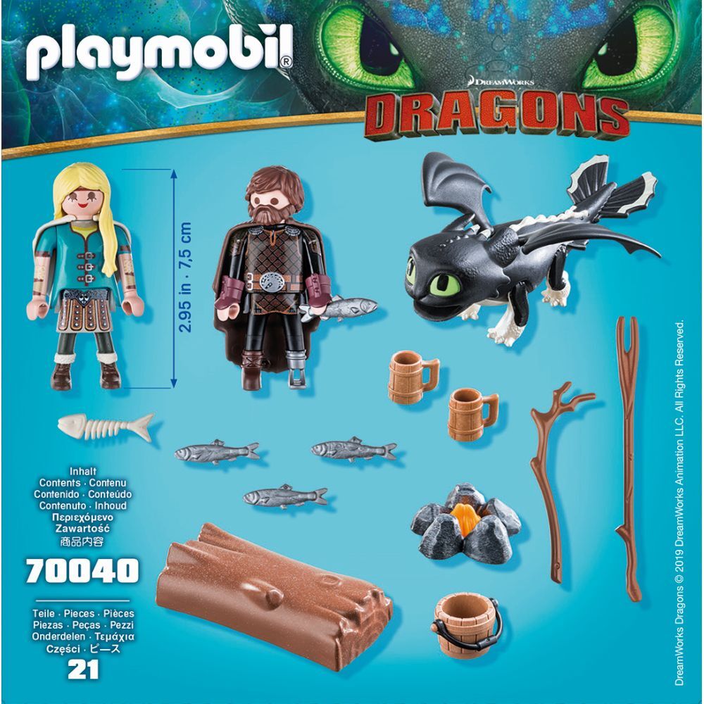 Jucarie Playmobil Dragons III - Hiccup, Astrid si pui de dragon