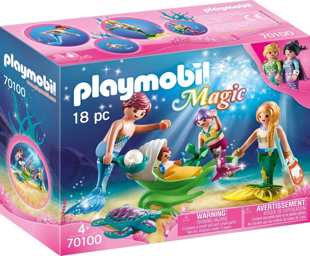 Jucarie Playmobil Familie de sirene, plastic, 18.7 x 14.2 x 7.2 cm, Multicolor