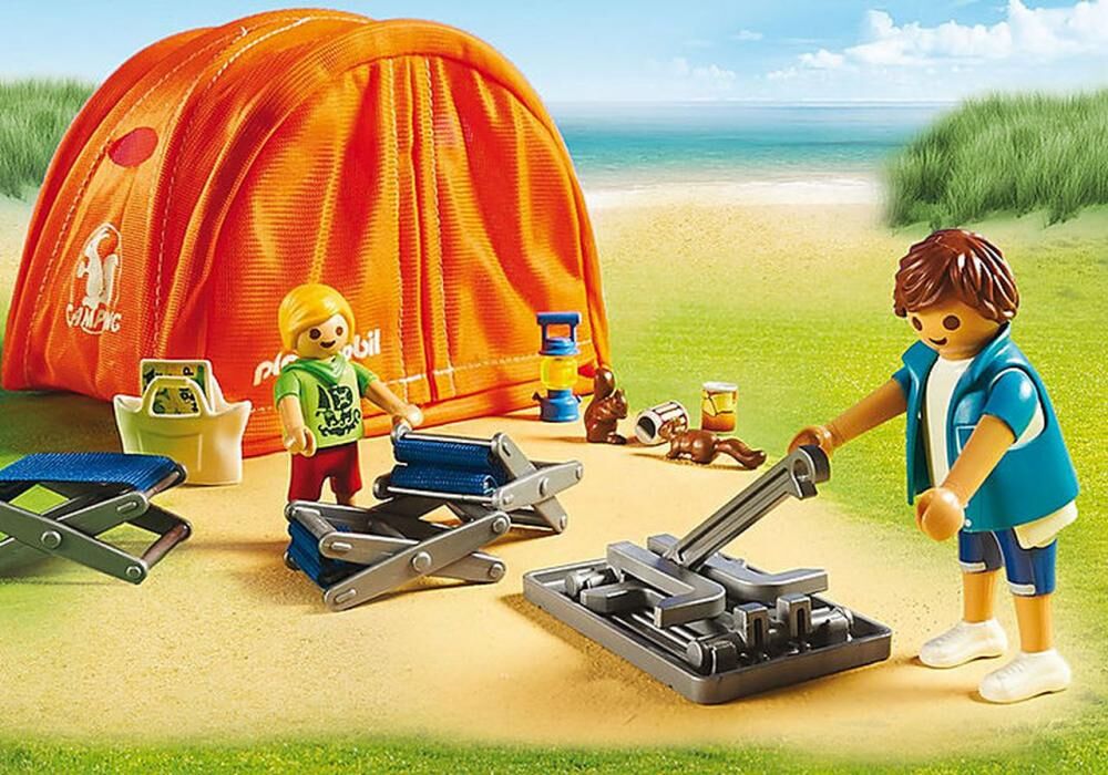Jucarie Playmobil Cort camping, plastic, 28.4 x 18.7 x 7.4 cm, Multicolor