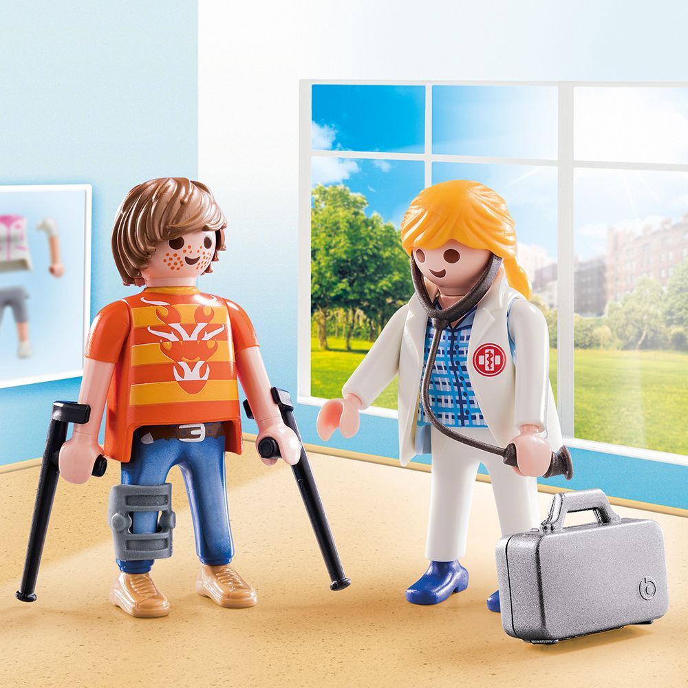 Jucarii Playmobil Set 2 figurine Doctor si pacient, plastic, 15 x 15 x 4 cm, Multicolor