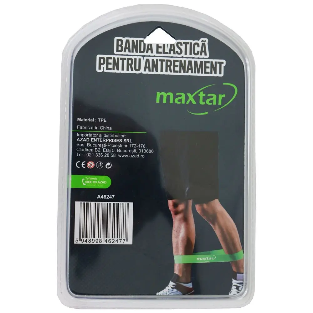 Banda elastica pentru antrenament Maxtar, latex, 50x5x0.06 cm, Verde