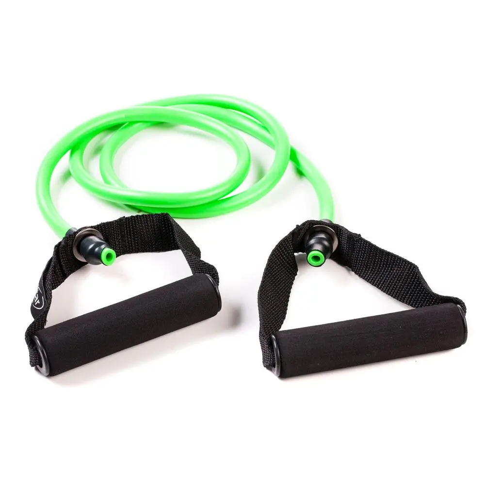 Banda elastica cu manere Maxtar, TPE/PP/spuma, forta de rezistenta 5.5 kg, 120 kg, Verde
