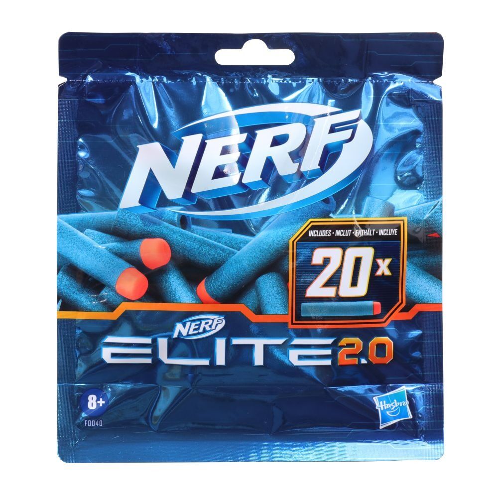 Rezerva 20 de proiectile Nerf Elite 2.0, plastic, Multicolor