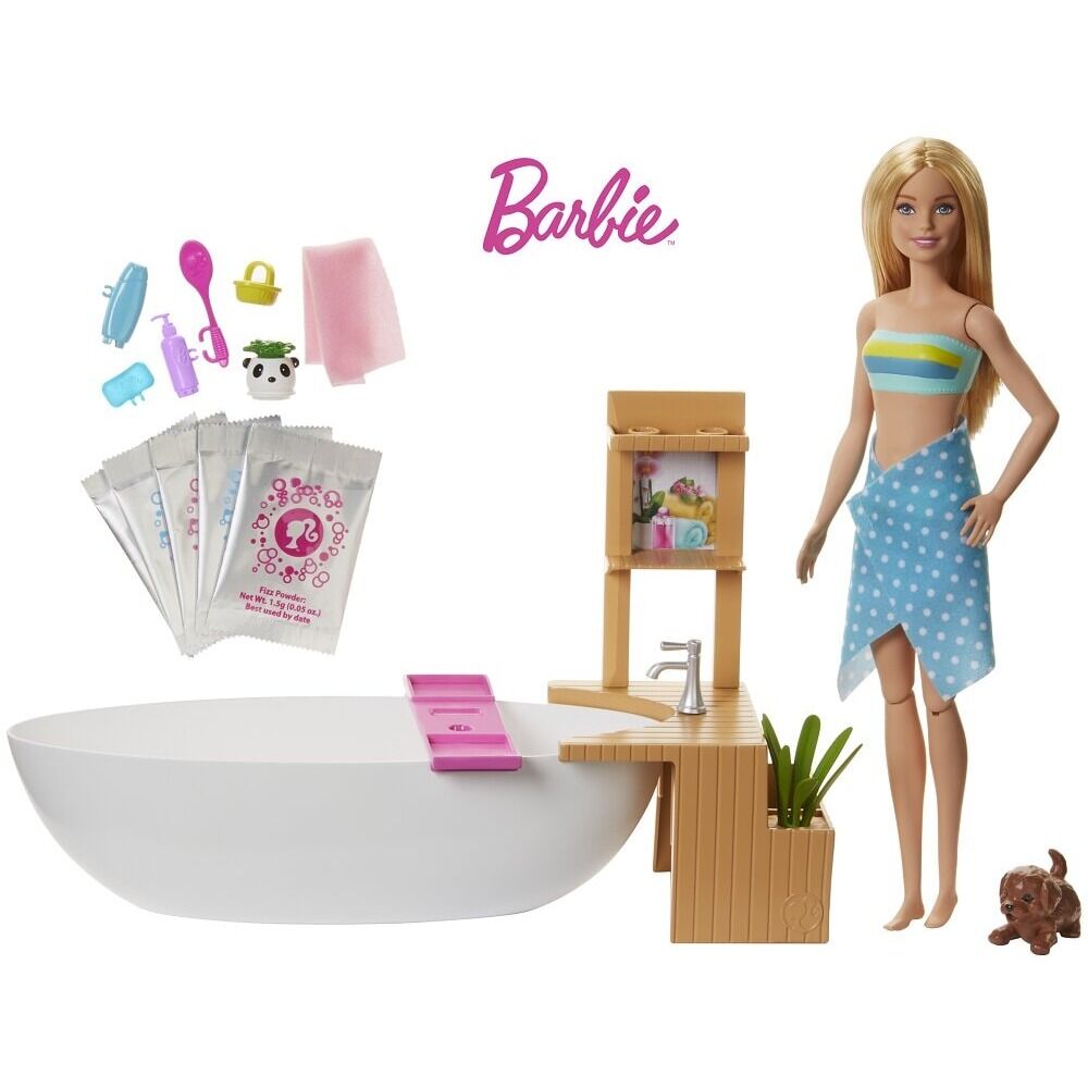 Set de joaca Papusa Barbie Relaxare in cada, Multicolor