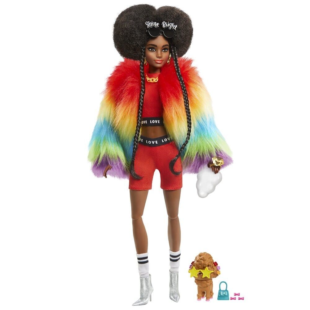 Papusa cu 15 accesorii Barbie Extra Style Curcubeu, Multicolor