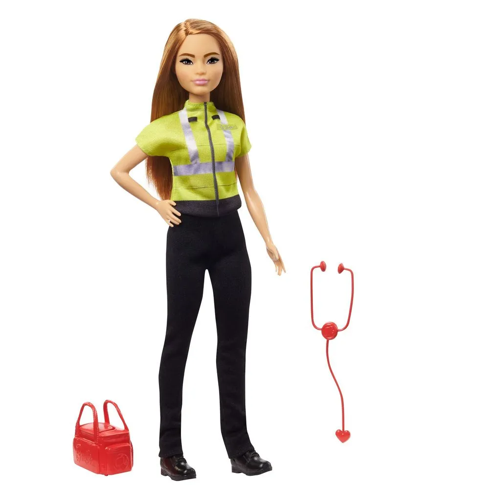 Papusa Barbie Asistenta Urgente, 2 accesorii, Multicolor