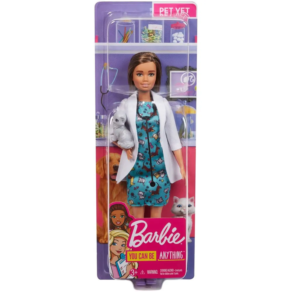 Papusa Barbie Veterinar, 2 accesorii, Multicolor