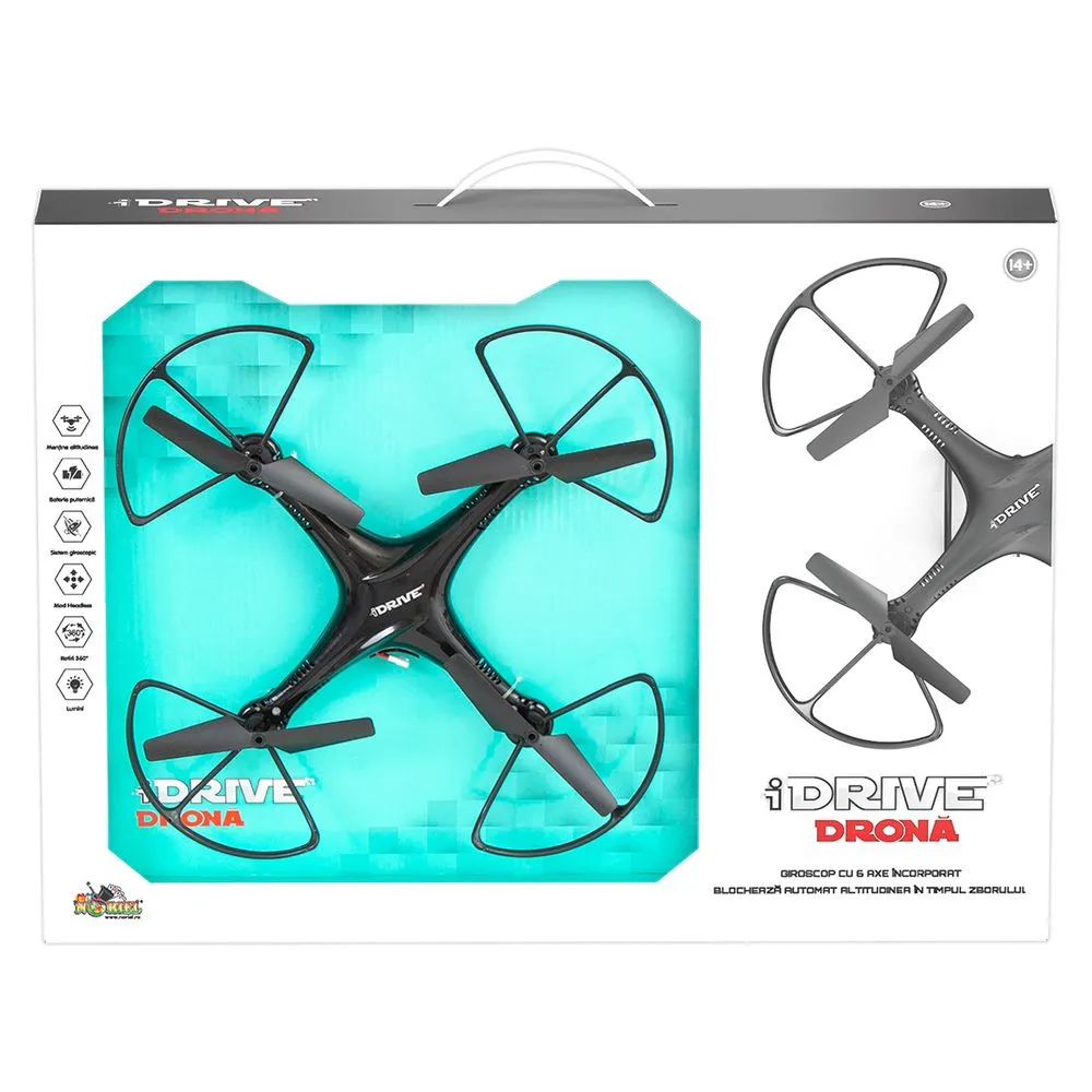 Drona cu acumulator si telecomanda Idrive, plastic, 28 cm, Multicolor