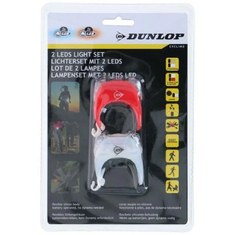 Set 2 lumini LED pentru bicicleta Dunlop, Rosu/Alb