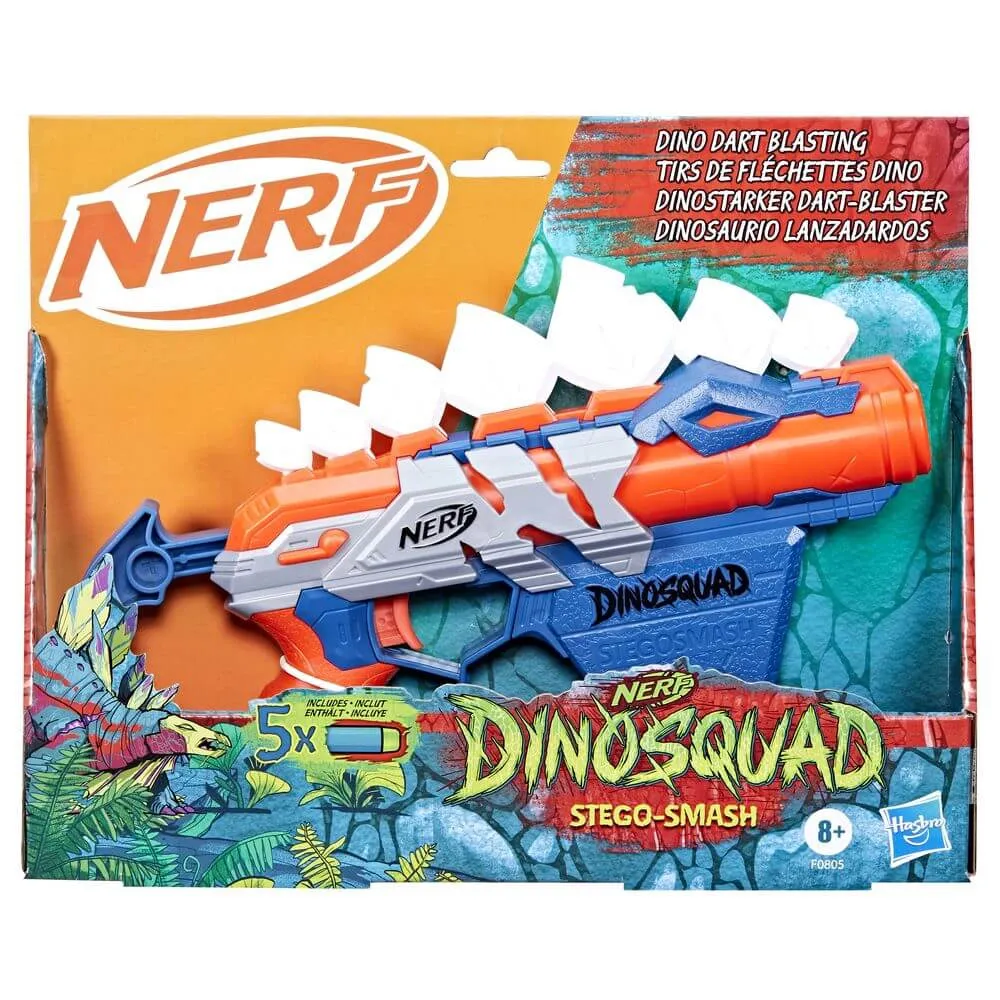 Blaster Nerf Dinosquad Stego-Smash cu 5 proiectile