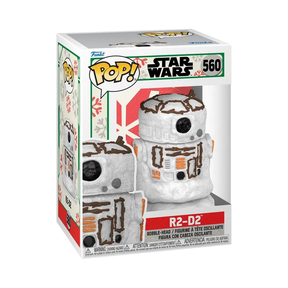 Figurina cu cap oscilant Funko Pop Star Wars Holiday R2D2 Snowman 560, Multicolor