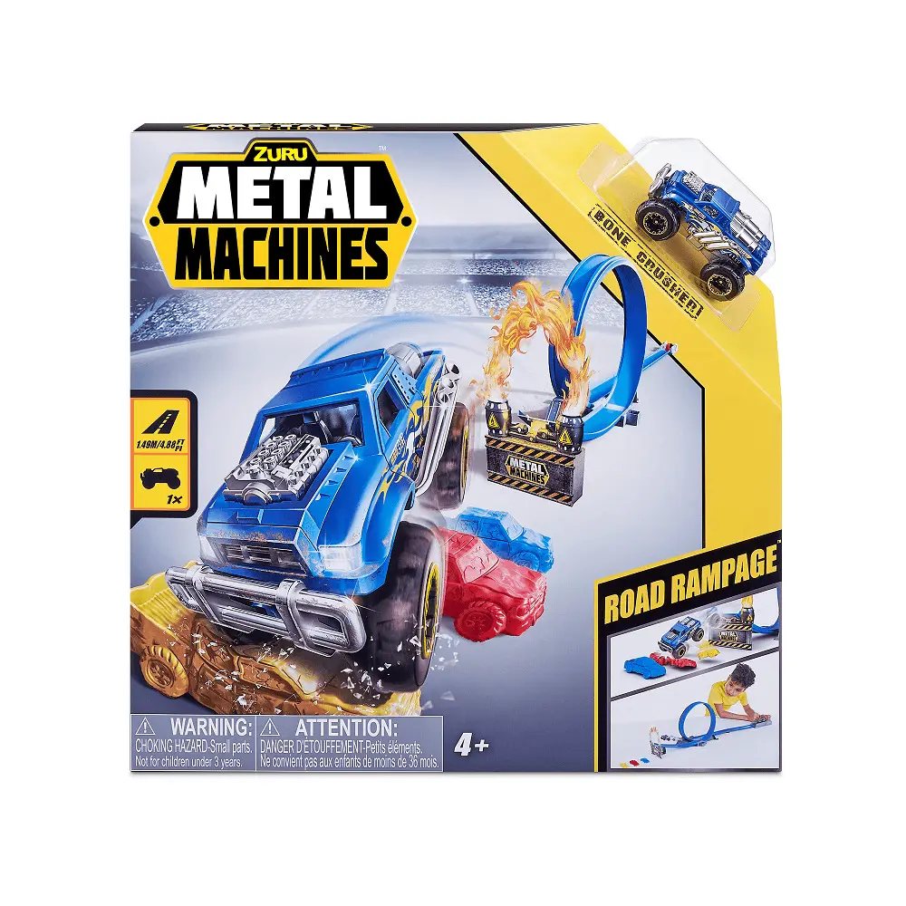 Set de joaca Metal Machines Road Rampage, masina inclusa, Multicolor