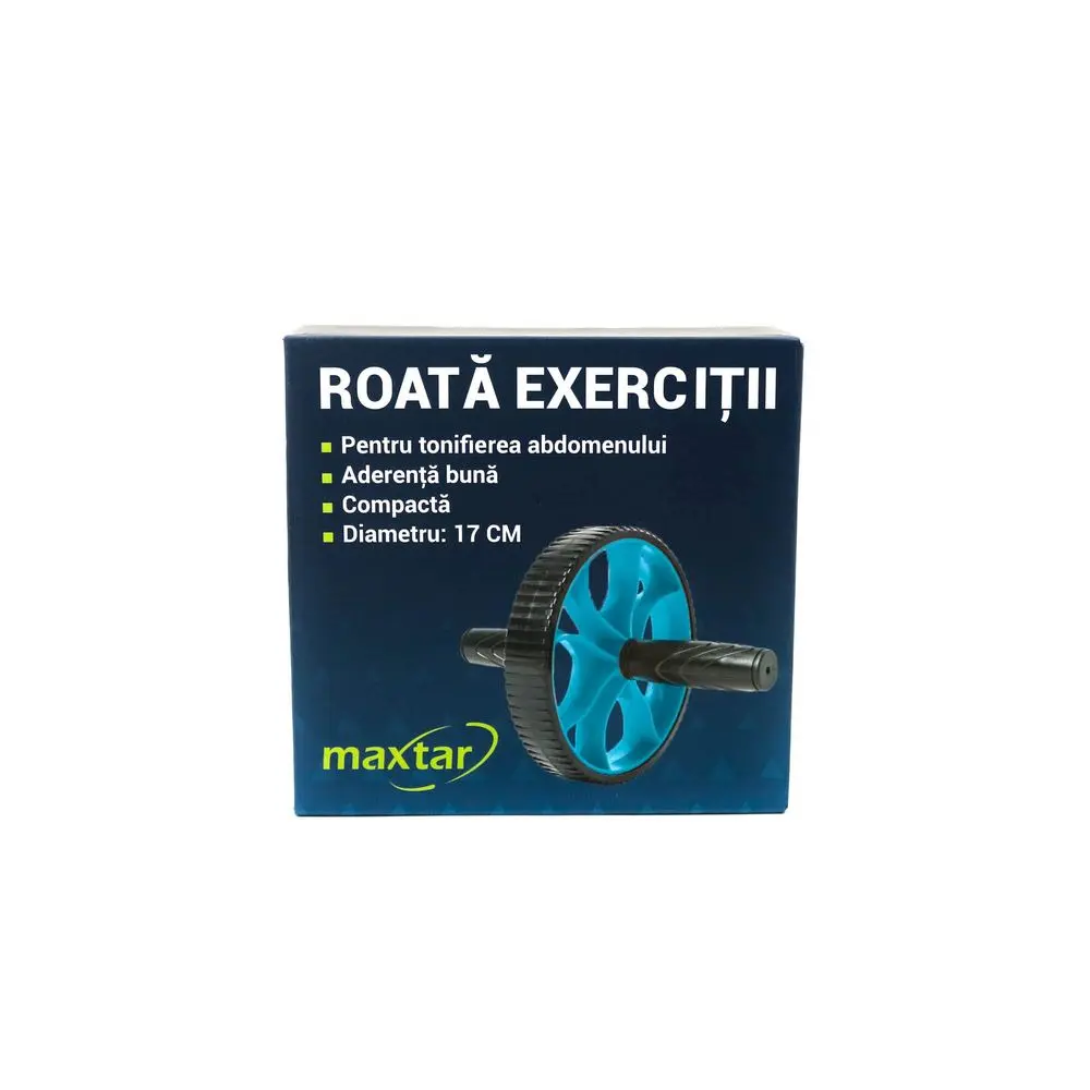 Roata exercitii Maxtar, 17 cm, Negru/Albastru