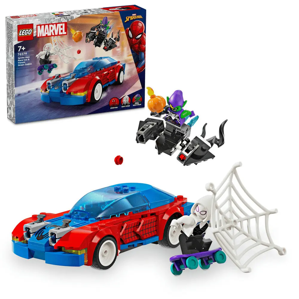 LEGO Marvel Masina de curse a Omului Paianjen si Venom Green Goblin 76279