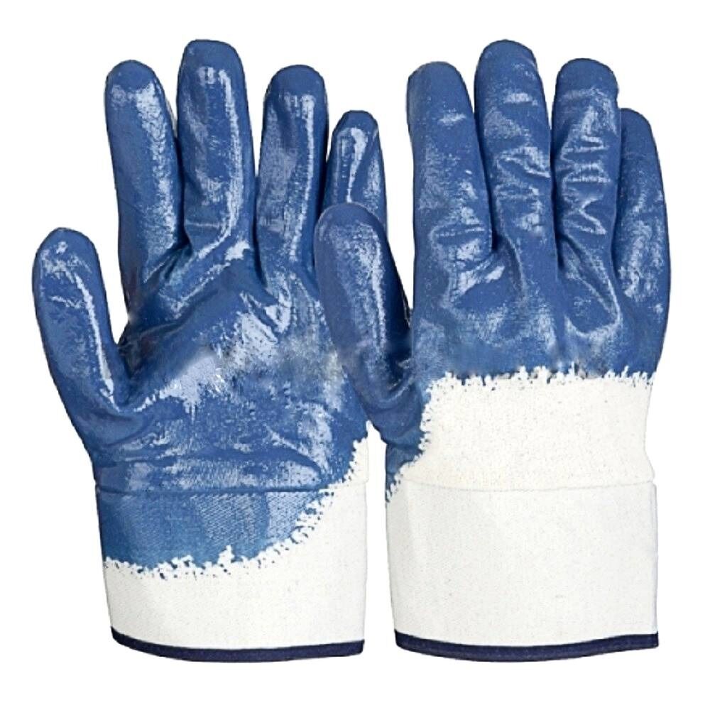 Manusi de protectie tricotate, cauciuc nitrilic, marimea 10, Albastru/Alb