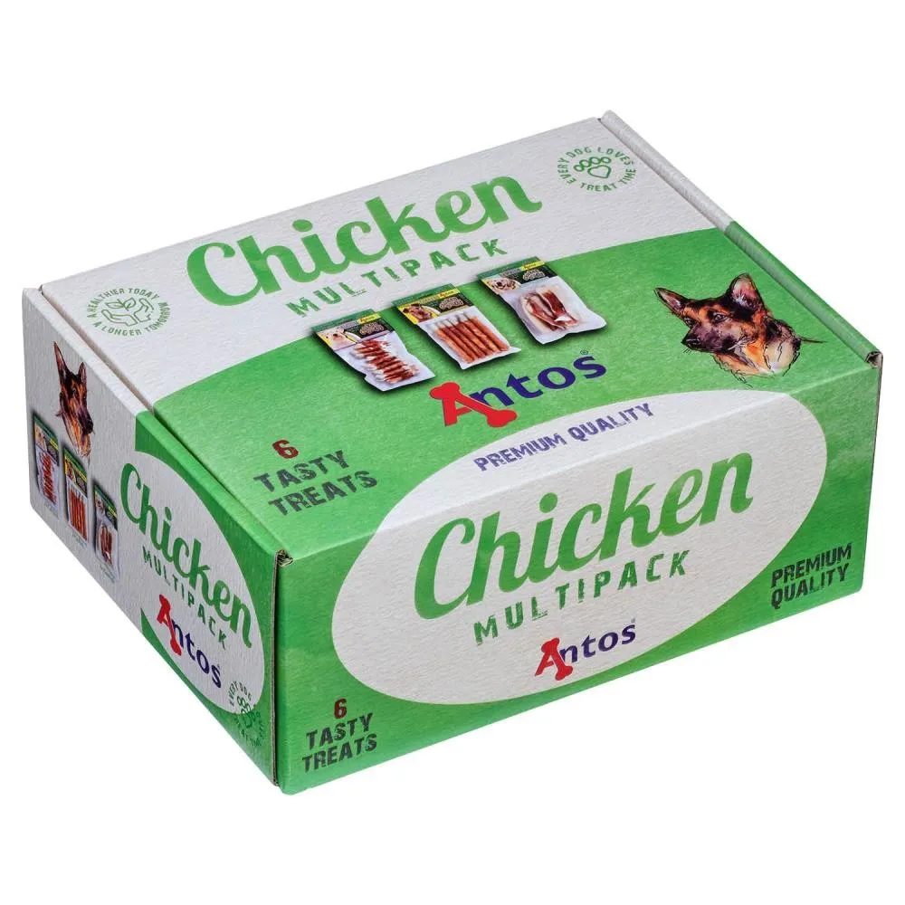 Pachet cadou pentru caini adulti cu 6 recompense din carne de pui Chicken Multipack Antos