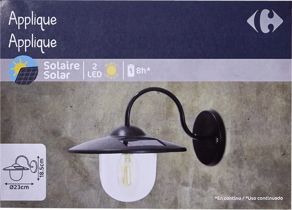 Lampa solara vintage, 2 LED-uri, 23x18.5 cm, Negru