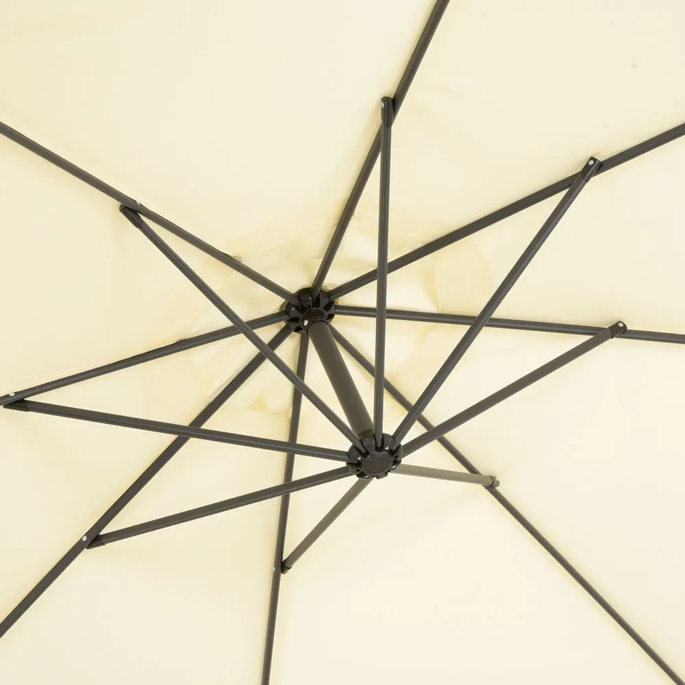 Umbrela cu manivela Maison Mex Larisa, H.256xD.300 cm, Negru/Bej